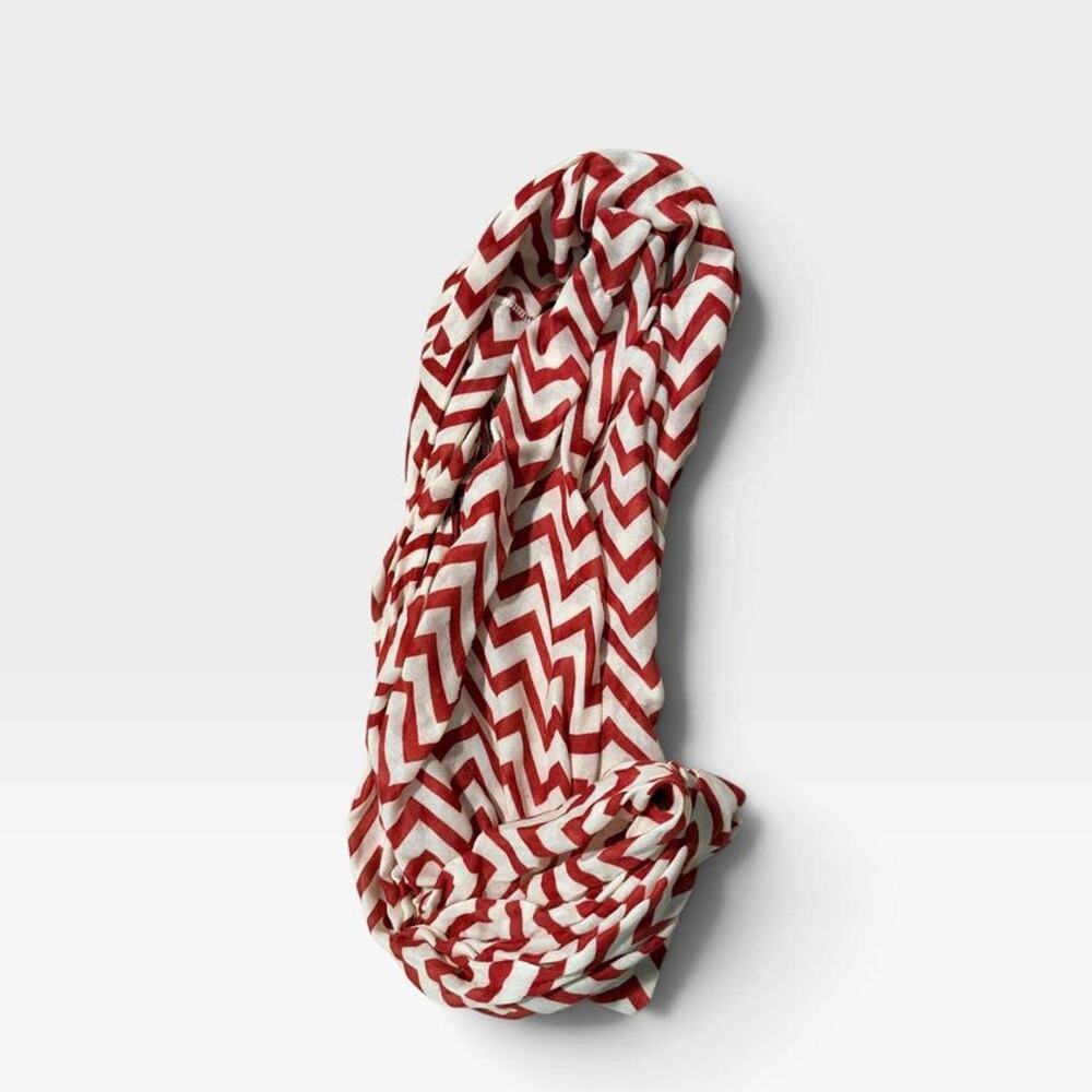 Red and white chevron infinity scarf